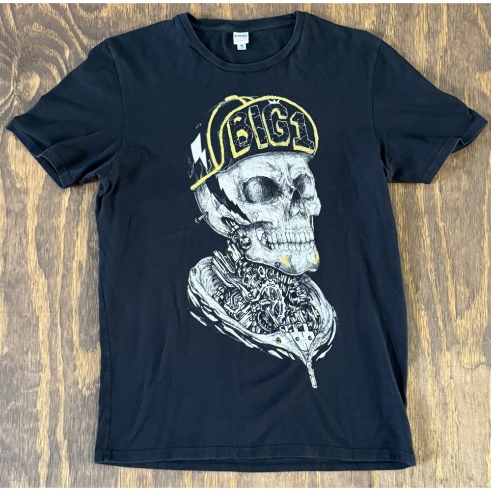 BIG1 Skull Graphic T-Shirt Medium Black Streetwear Skater Tee